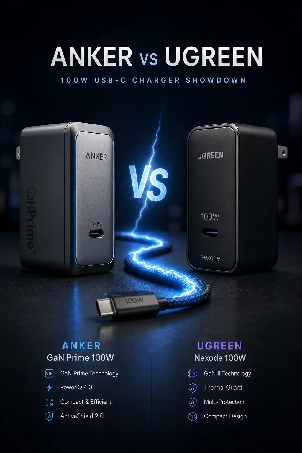 Anker GaN Prime vs Ugreen Nexode: The 100W USB-C Charger Battle