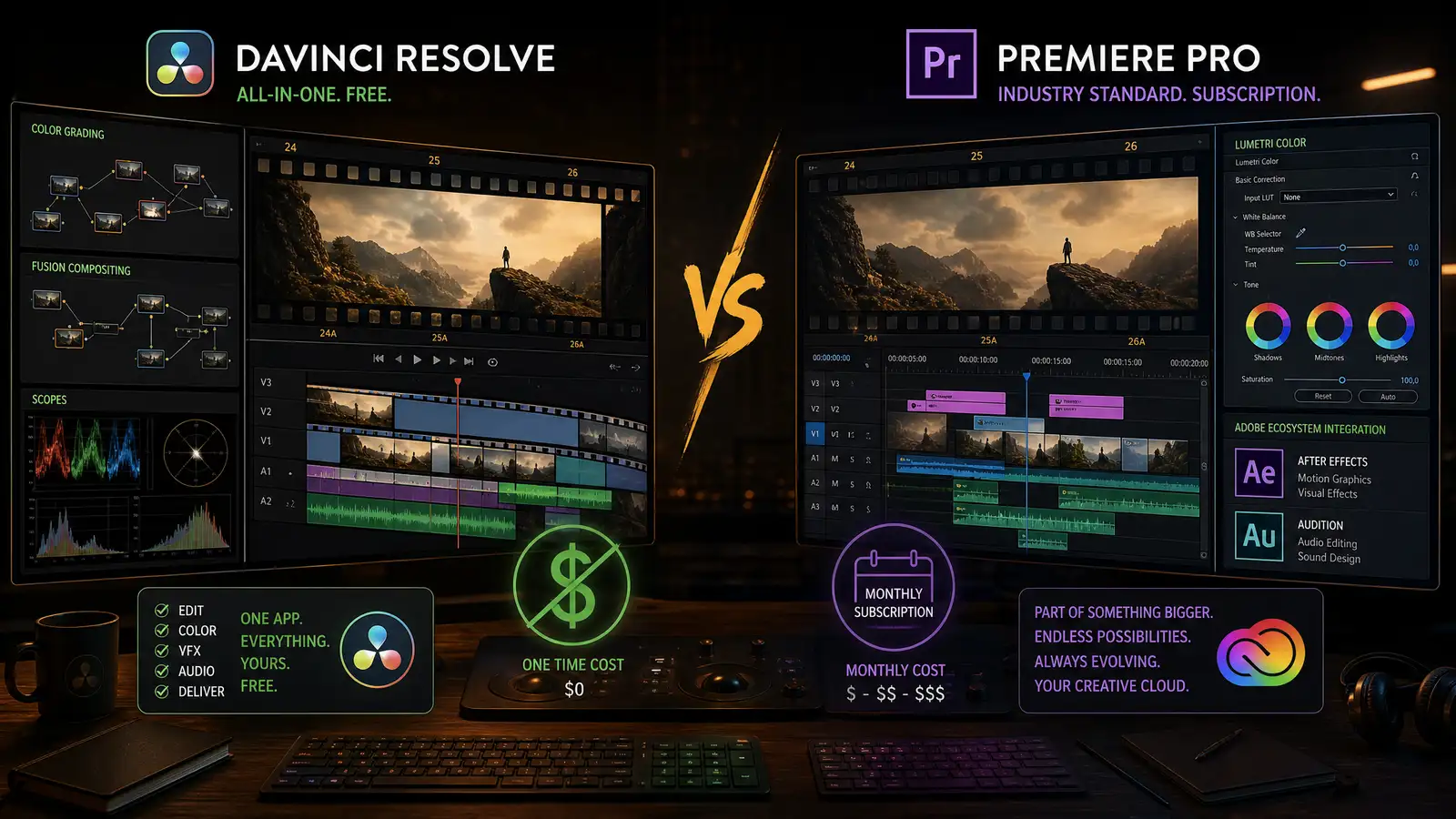 DaVinci Resolve vs Adobe Premiere Pro: Professional Video Editing Without the Subscription