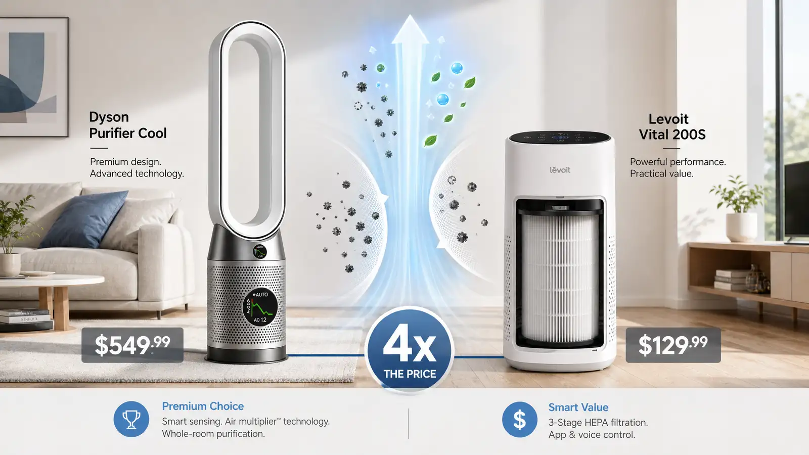 Dyson Purifier Cool vs Levoit Vital 200S: Is the Dyson Air Purifier Worth 4x the Price?