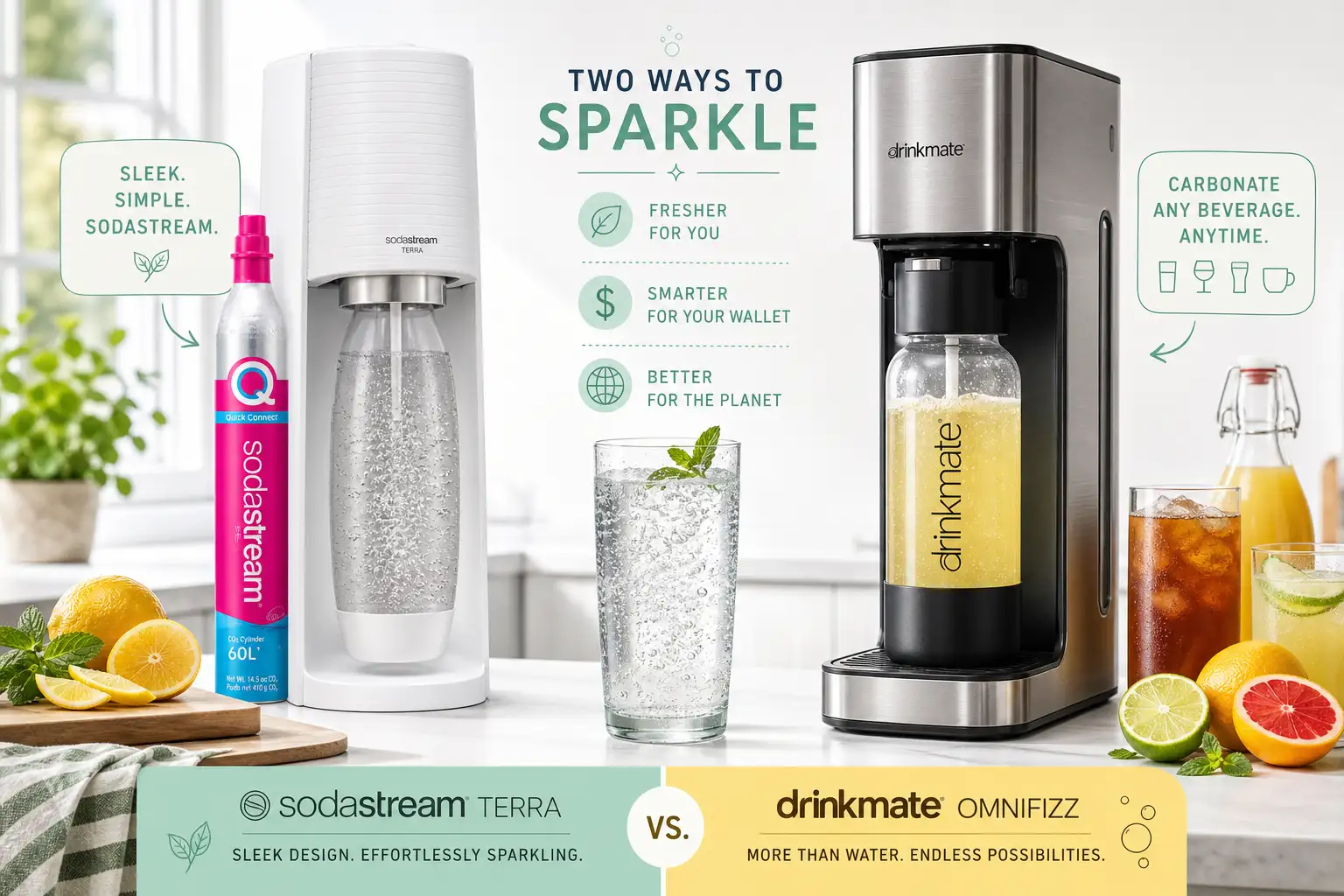 SodaStream Terra vs DrinkMate OmniFizz: Which Home Carbonator Wins?