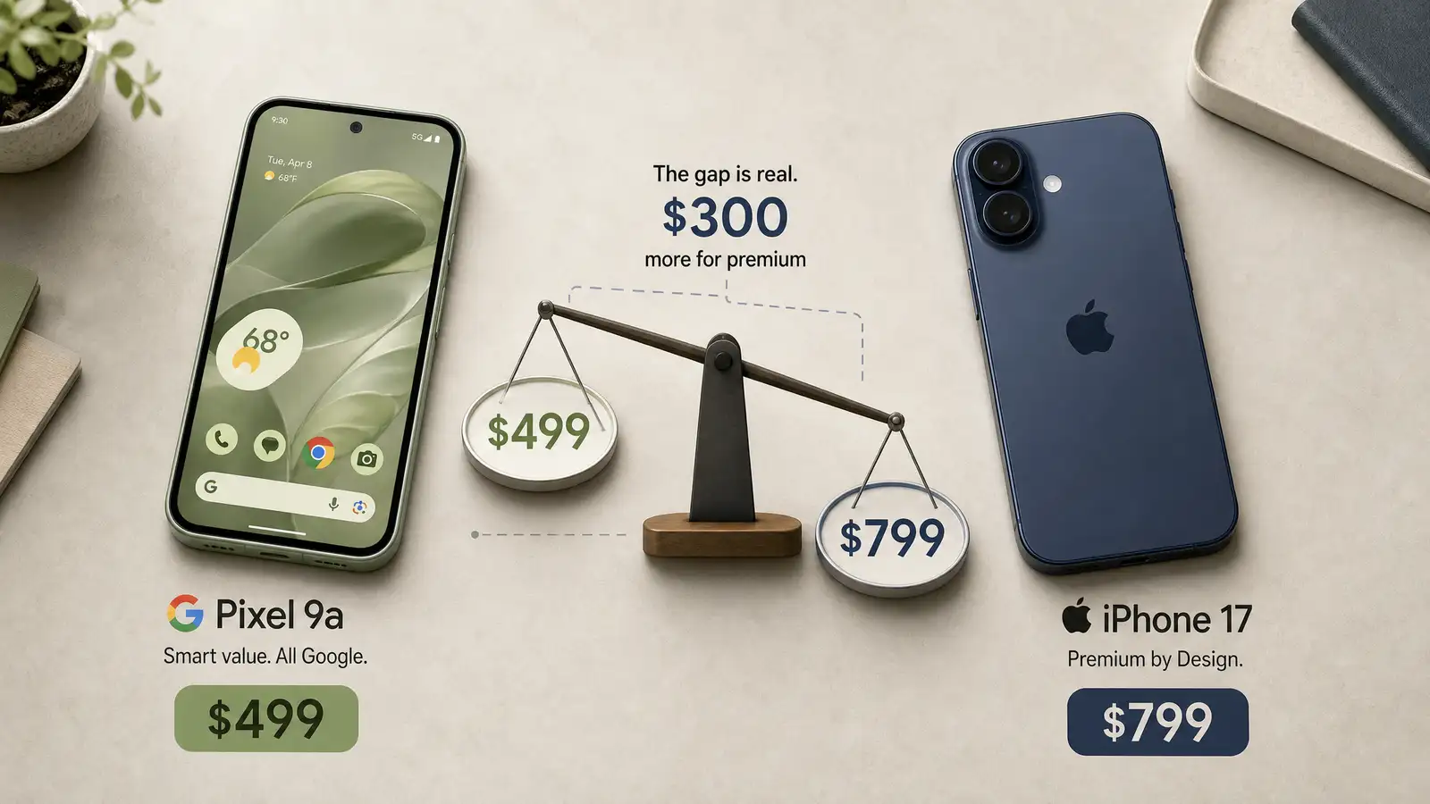 Google Pixel 9a vs iPhone 17: Is Apple's $799 Phone Worth $300 More?