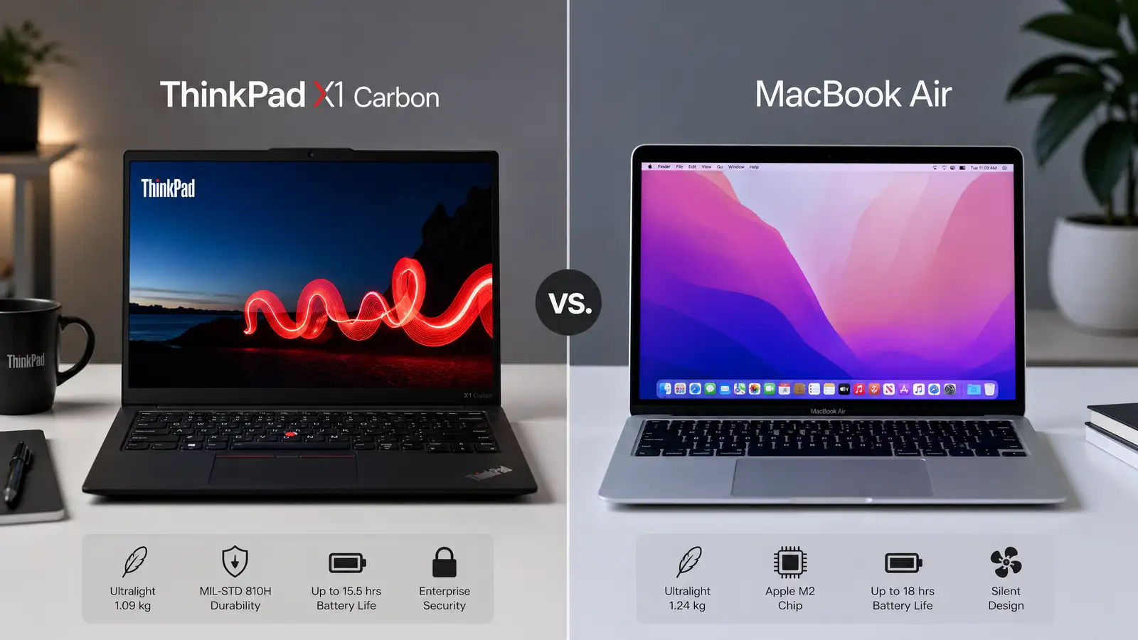 ThinkPad X1 Carbon Gen 13 vs MacBook Air M5 (2026): Best Ultraportable for Work?